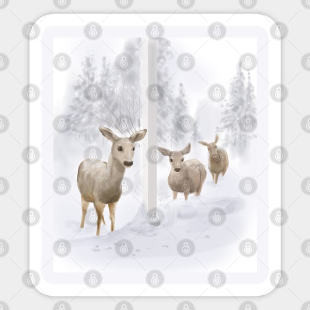 三只鹿three deer Sticker by take a book